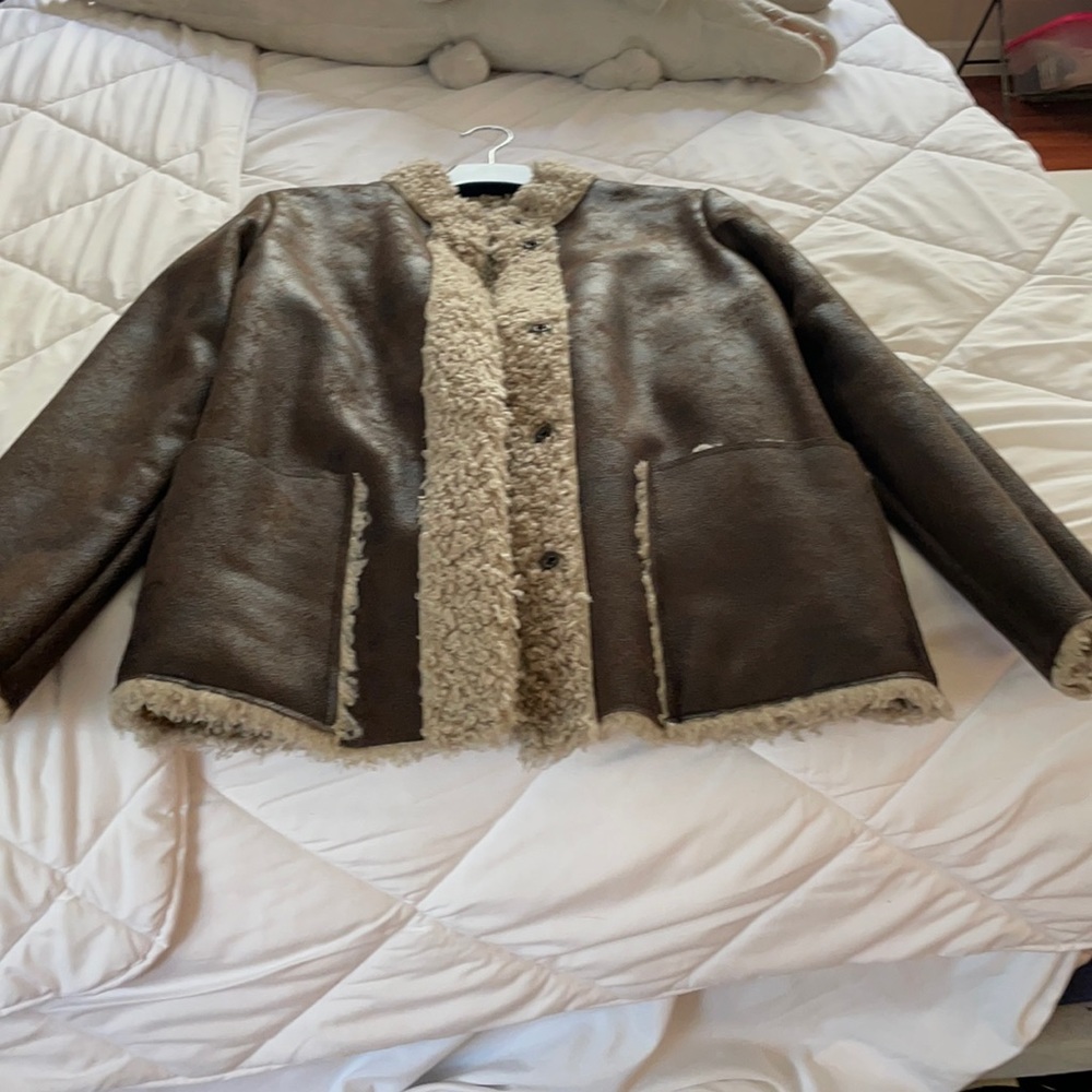 NWT Velvet jacket sheerling and leather